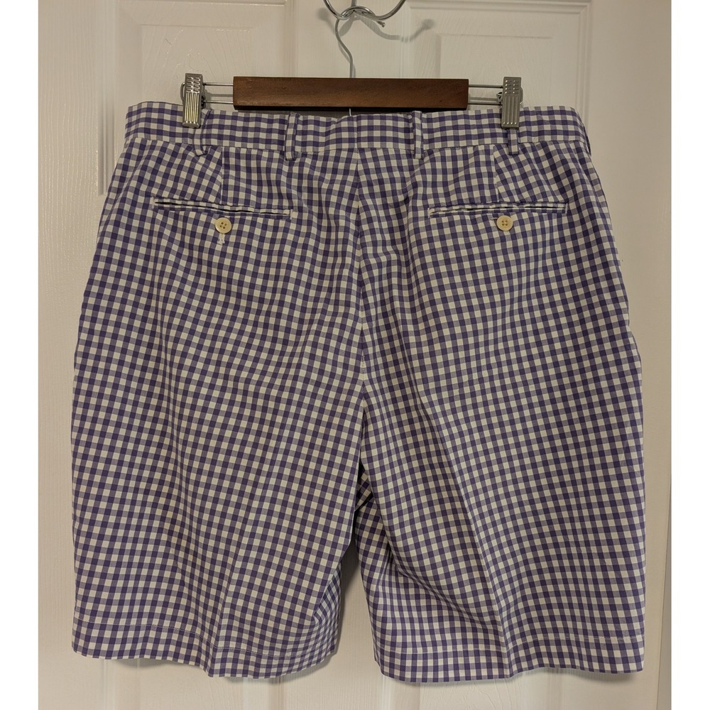 Polo Golf Ralph Lauren Mens 36 Gingham Shorts Purple White Links Fit Cotton NICE - Picture 3 of 6